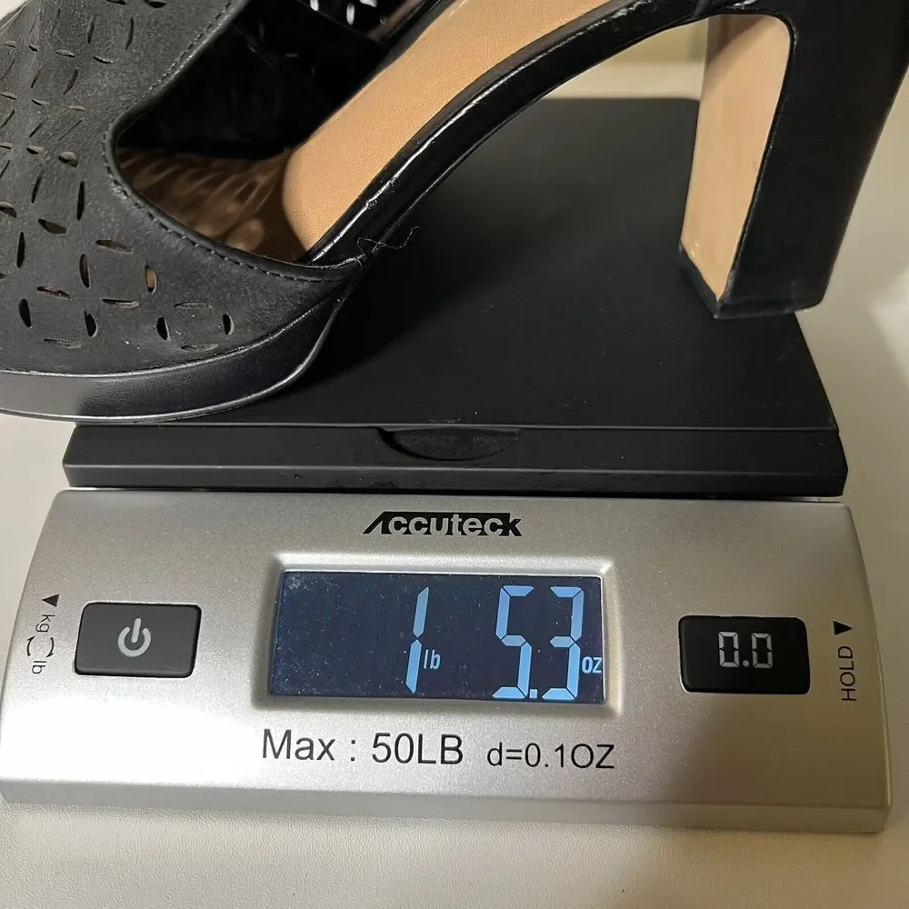 Clarks Artisan Jenness Energy Black Suede Peep Toe Platform Heeled Sandal Size 9